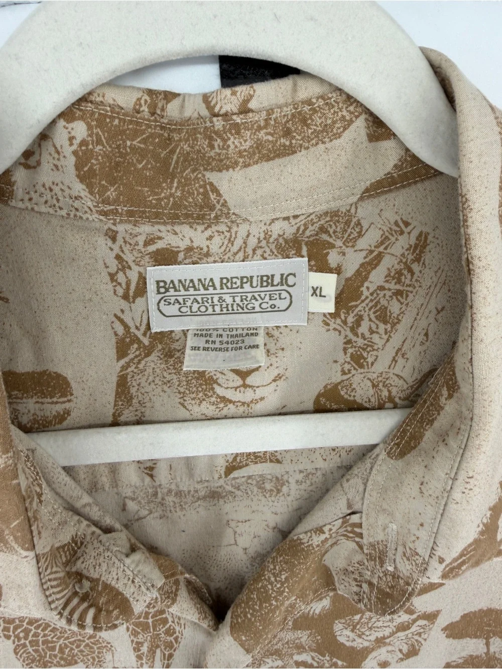 Vtg 80s Banana Republic Heritage ResortWear Safari Travel Co Toile Shirt XL
